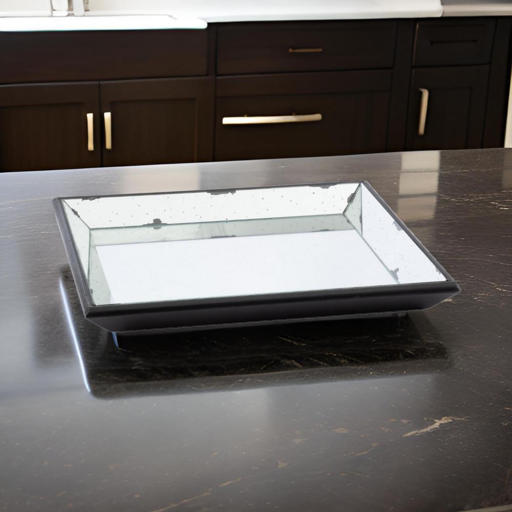 Inez Decorative Tray | 20" | Glass | Silver Mirror | Wall Hang