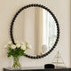 Emu Wall Mirror | 32" | Round | Beaded Black Metal Accent