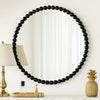 Emu Wall Mirror | 32" | Round | Beaded Black Metal Accent