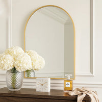 Cod Wall Mirror | 36" | Mounted | Arched Gold Metal Frame