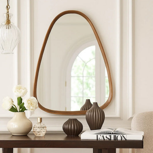 Roe Wall Mirror | 37" | Accent | Curved Pine Wood | Brown