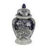 17 Inch Porcelain Ginger Jar with Lid Vintage Blue and White Flower Design By Casagear Home BM285943