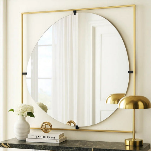 Ani Mirror | 32" | Oval Cutout Design | Gold Metal Frame