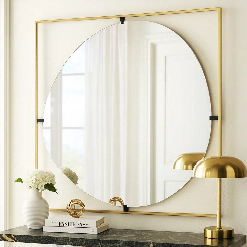 Ani Mirror | 32" | Oval Cutout Design | Gold Metal Frame