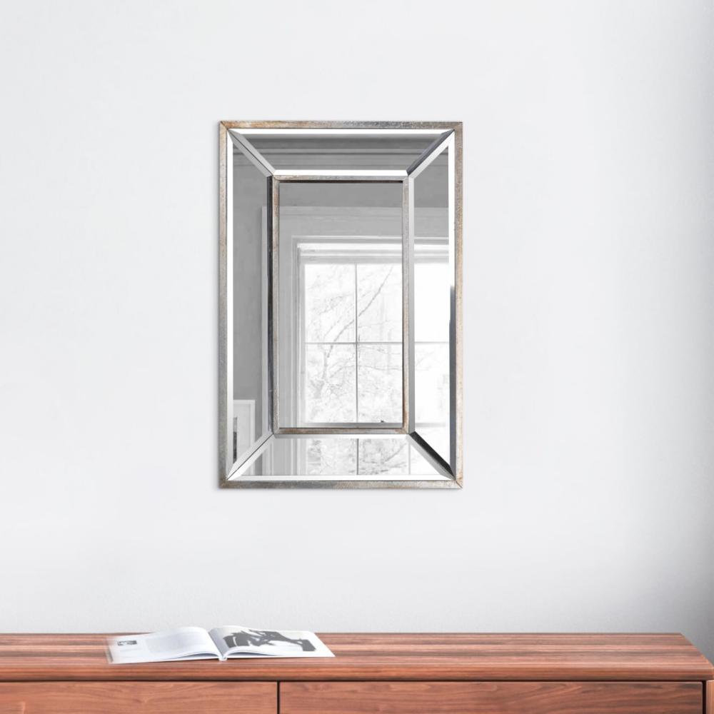 Toby Wall Mirror | 12 x 18 | Antique Silver | Wood Frame