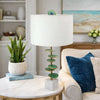 Parks Table Lamp | 30" | Agate Slices | Linen Shade | White