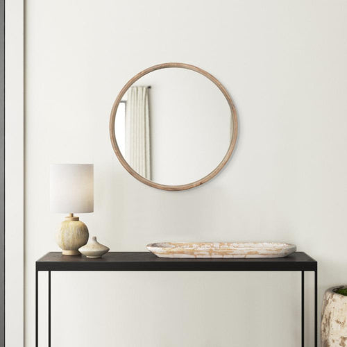 Wall Mirror | 28" | Round | Fir Wood | Natural Grain
