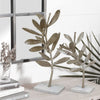 Statuettes Set | 28", 23" | Olive Tree Accent | White