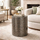 Capiz Stool Table | 20" | Cylindrical | Silver Black Geometric