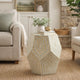 Capiz Stool Table | 21" | Hexagonal Drum | Beige White
