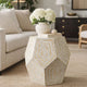 Capiz Stool Table | 21" | Hexagonal Drum | Beige White
