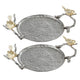 Decorative Tray Set | 14" | Perched Birds | Silver Metal