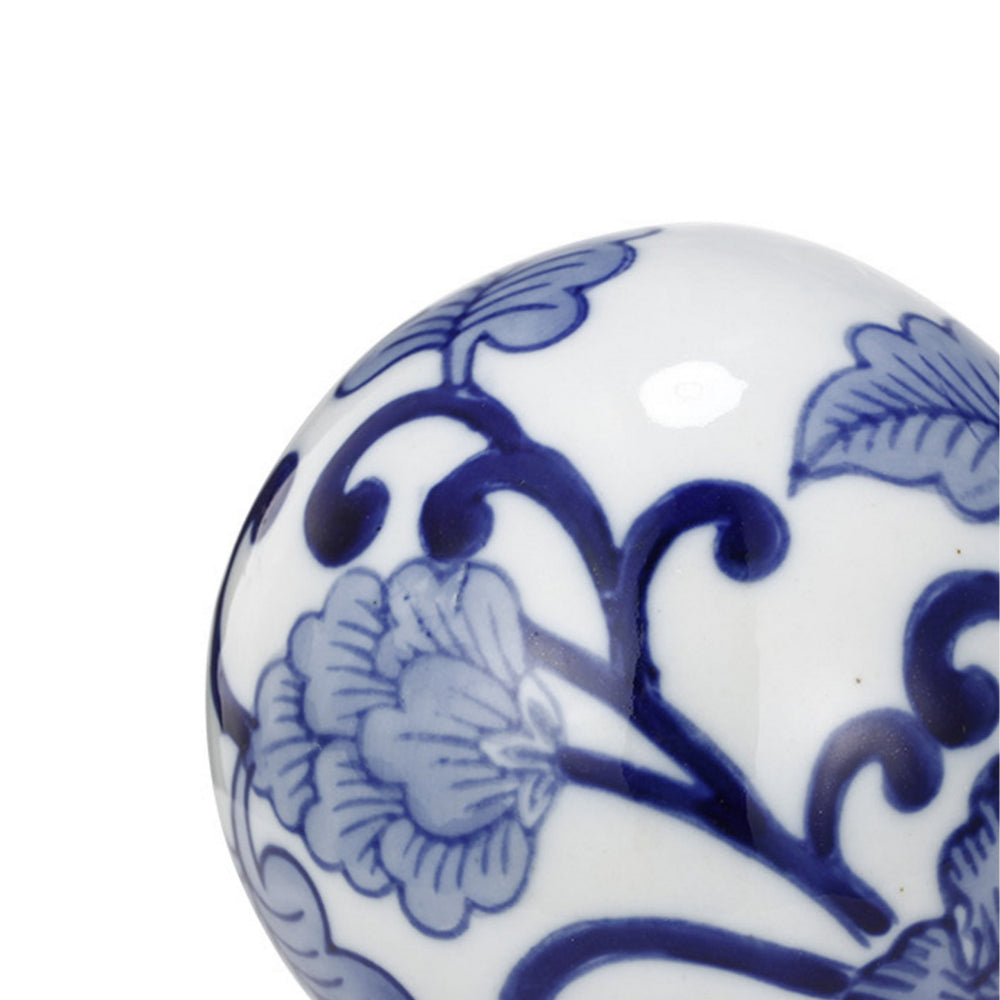 4 Inch Decorative Ball Set of 6 Orbs Blue And White Printed Porcelain By Casagear Home BM286144