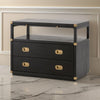 35 Inch Wood Nightstand with 2 Drawers and 1 Shelf, Modern Gold, Black By Casagear Home