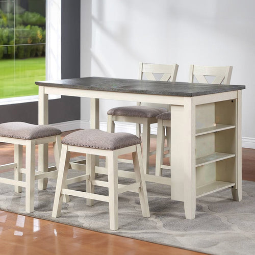 Joss Counter Height Table | 60" | 2 Tone Wood | Gray Top | Cream Base