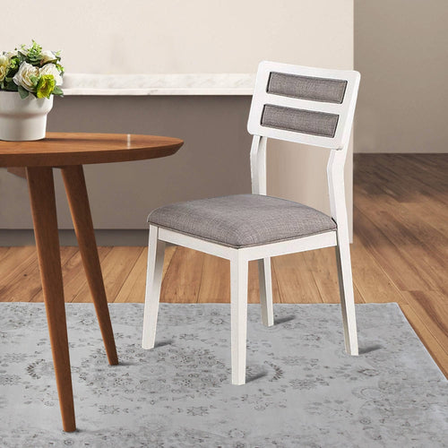 Kya Dining Chairs | 21" | Ladder Back | Gray Seat | Set of 2 | White