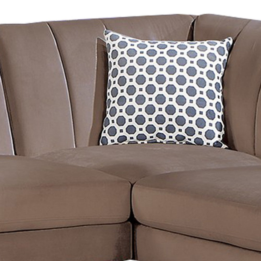 Lynn 2 Piece Sectional Sofa Set Chaise Lounger Tufted Velvet Brown By Casagear Home BM286295