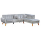 Lynn 2 Piece Sectional Sofa Set, Chaise Lounger, Tufted Velvet, Light Gray By Casagear Home