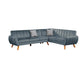 Lynn 2 Piece L Shaped Sectional Sofa, Vertical Tufting, Velvet, Slate Blue By Casagear Home