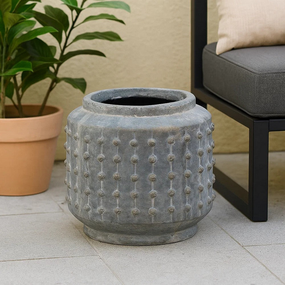 Planter | 8" | Ceramic | Bubbled Texture | Weathered Gray Finish