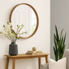Roe Wall Mirror | 40" Round | Brown Pine Wood Frame | Wall Mount
