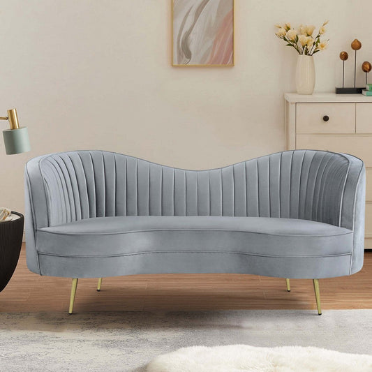 Enzo Loveseat | 74" | Modern | Channel Tufted | Gray Gold Frame