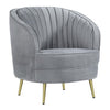 Enzo 31 Inch Retro Accent Chair, Channel Tufted, Bucket Style Back, Gray