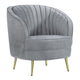 Enzo 31 Inch Retro Accent Chair, Channel Tufted, Bucket Style Back, Gray