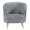Enzo 31 Inch Retro Accent Chair Channel Tufted Bucket Style Back Gray BM286332