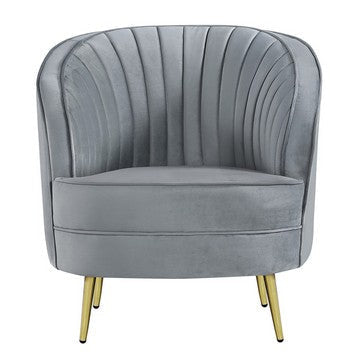 Enzo 31 Inch Retro Accent Chair Channel Tufted Bucket Style Back Gray BM286332