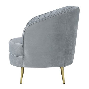Enzo 31 Inch Retro Accent Chair Channel Tufted Bucket Style Back Gray BM286332
