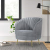 Enzo 31 Inch Retro Accent Chair, Channel Tufted, Bucket Style Back, Gray