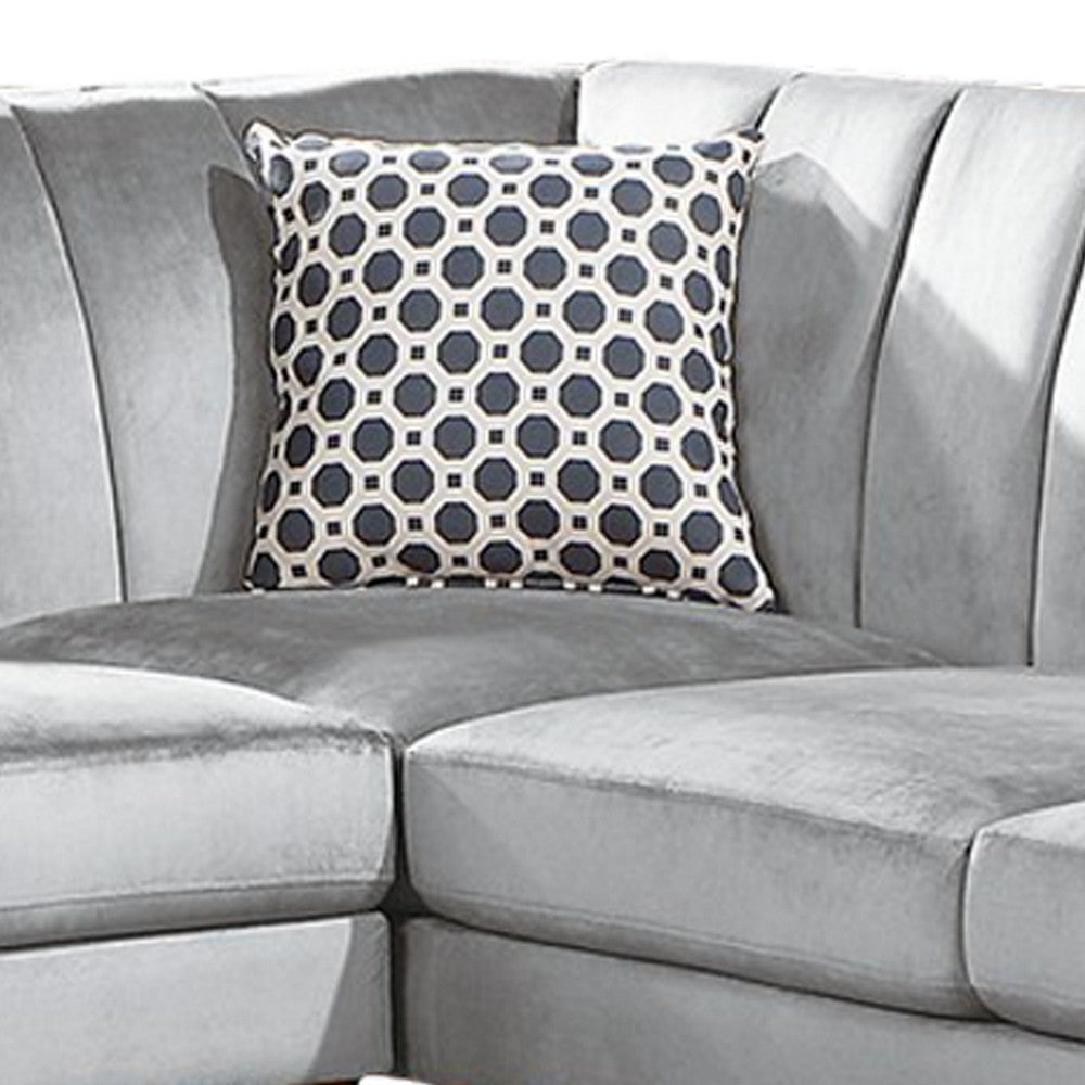 Lynn 2 Piece L Shaped Sectional Sofa Vertical Tufting Velvet Light Gray BM286363