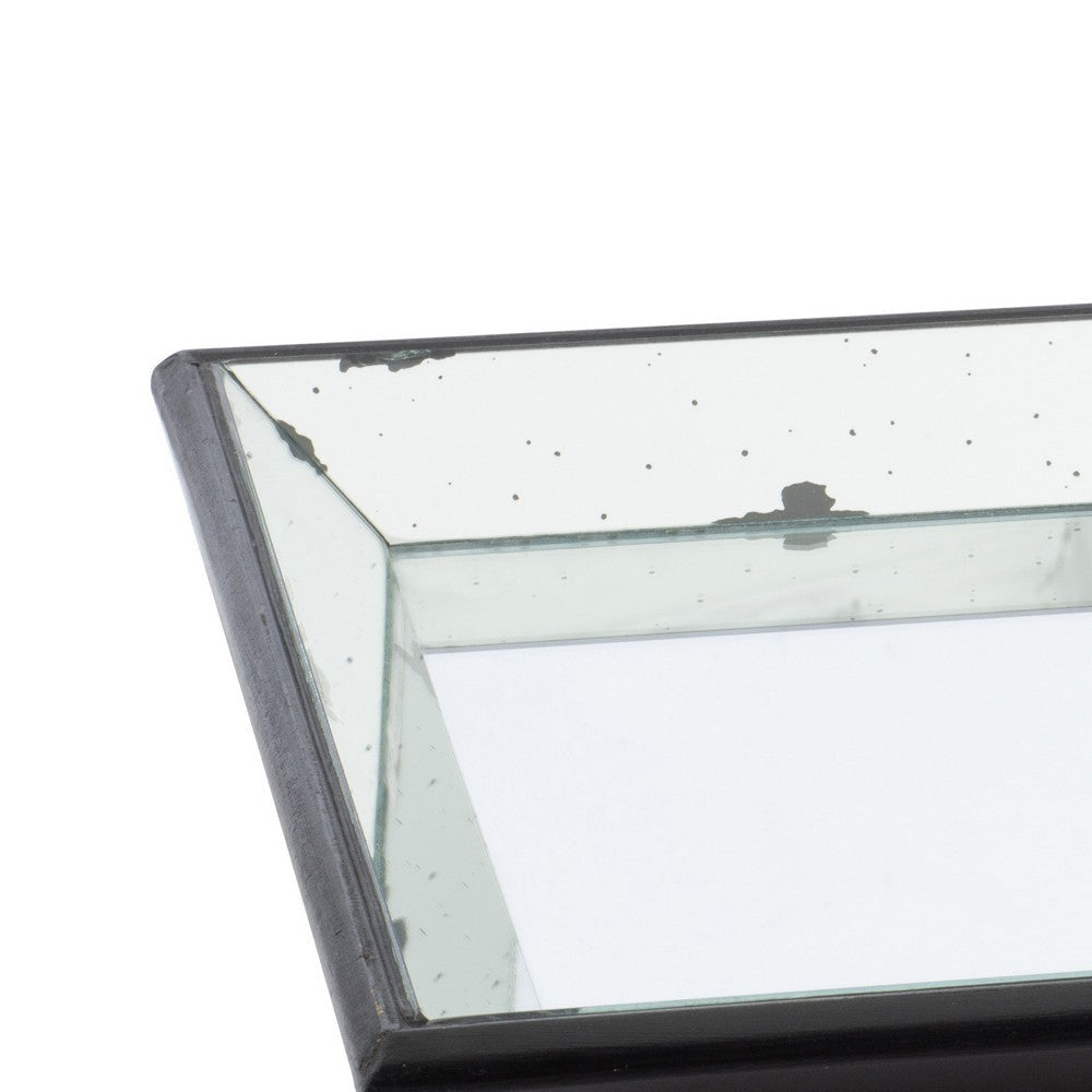 Decorative Tray | 24’’ Square | Mirrored Surface | Modern | Black BM286364