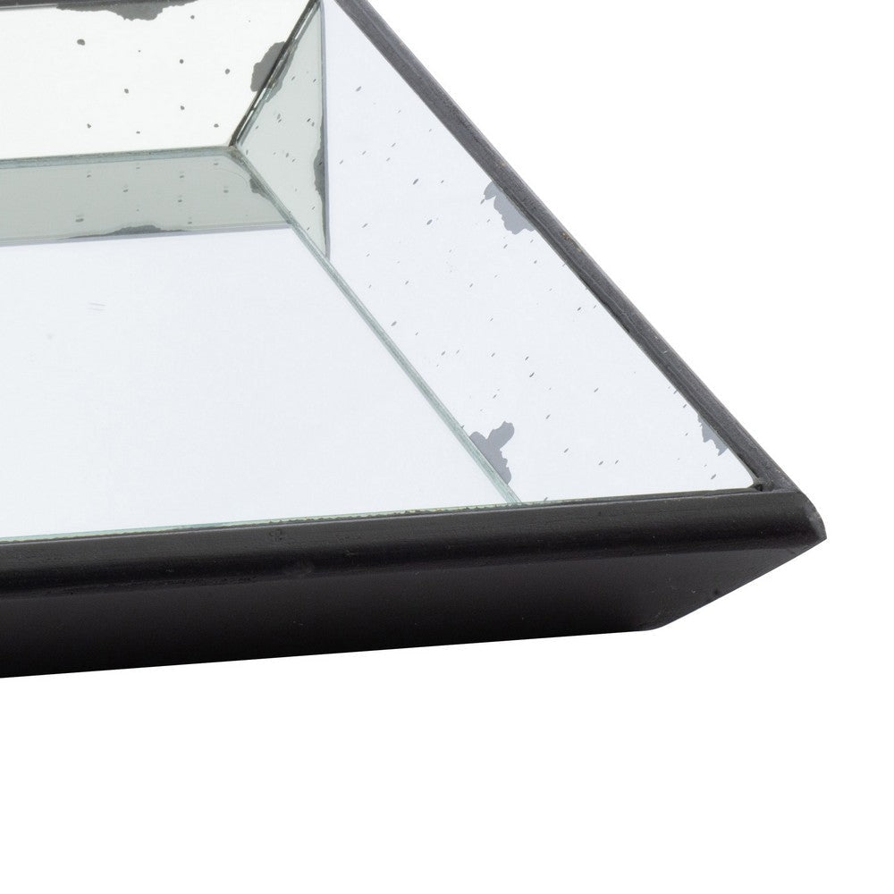 Decorative Tray | 24’’ Square | Mirrored Surface | Modern | Black BM286364