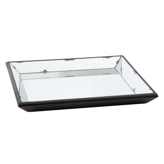 Modern Style Mirrored Surface Square Decorative Tray 24 Inch Black By Casagear Home BM286364