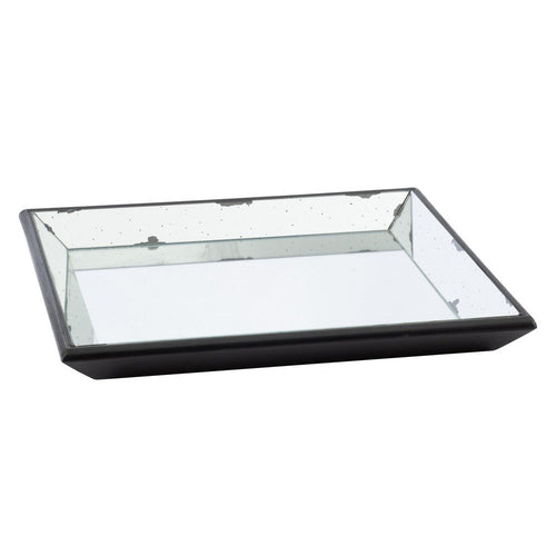 Decorative Tray | 24" Square | Mirrored Surface | Modern | Black