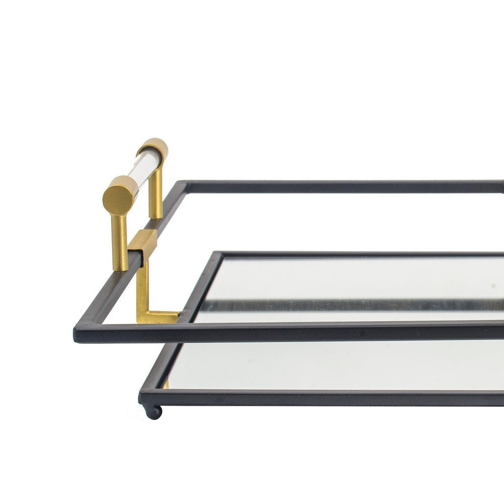 Decorative Trays | Set of 2 | 21’’ 27’’ | Mirror Surface | Gold Black BM286365