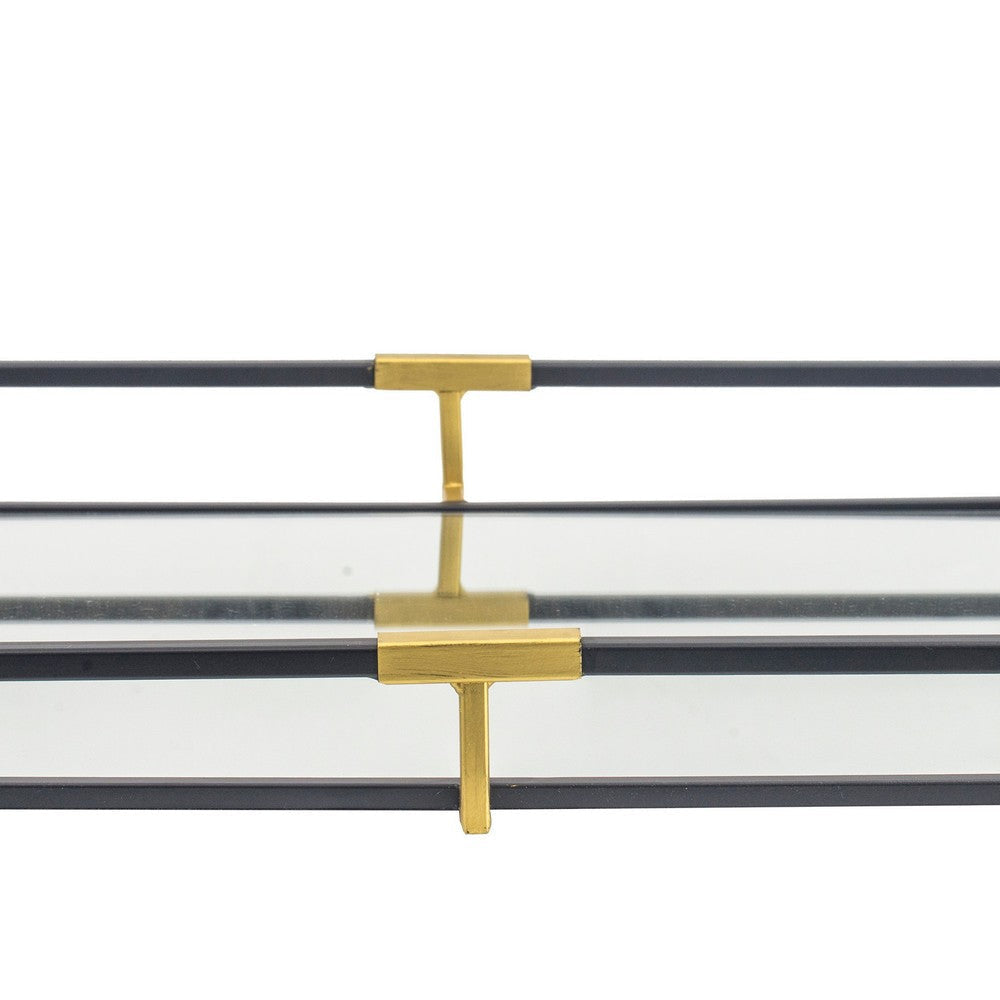 Decorative Trays | Set of 2 | 21’’ 27’’ | Mirror Surface | Gold Black BM286365