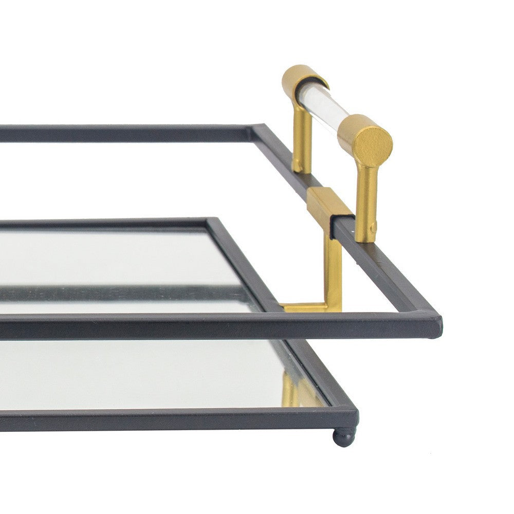 Decorative Trays | Set of 2 | 21’’ 27’’ | Mirror Surface | Gold Black BM286365