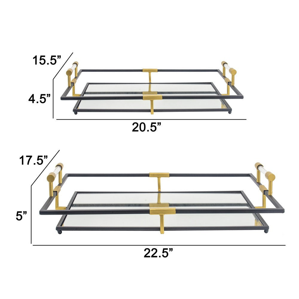 Decorative Trays | Set of 2 | 21’’ 27’’ | Mirror Surface | Gold Black BM286365