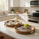 Decorative Trays | 18", 15" | Round | Marble Effect | Brown Frame