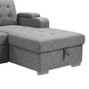 120 Inch Sleeper Sectional Sofa Bed with Storage Modern Tufted Gray Fabric BM286382