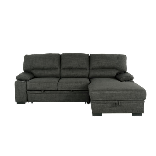 2 Piece Sleeper Sofa Bed, Storage and Cup Holders, Pillow Top Arms, Black
