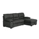 Silas 93 Inch Wood Sleeper Sectional Sofa with Storage Modern Black Suede BM286391
