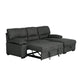 Silas 93 Inch Wood Sleeper Sectional Sofa with Storage Modern Black Suede BM286391