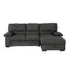 Silas 93 Inch Wood Sleeper Sectional Sofa with Storage, Modern Black Suede
