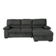 Silas 93 Inch Wood Sleeper Sectional Sofa with Storage, Modern Black Suede