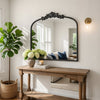 Kea Wall Mirror | 41" | Arched Metal Frame | Baroque Design | Black