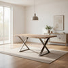 Dining Table | 70" | Wood Top | Crossed Legs | Brown Chrome